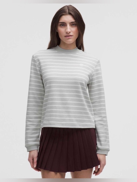 lululemon athletica Tops - Lululemon Cotton French Terry Crewneck Pullover in Yachtie Stripe Vapor White